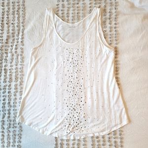 Apt 9 White with Silver Embellishments Tank Top